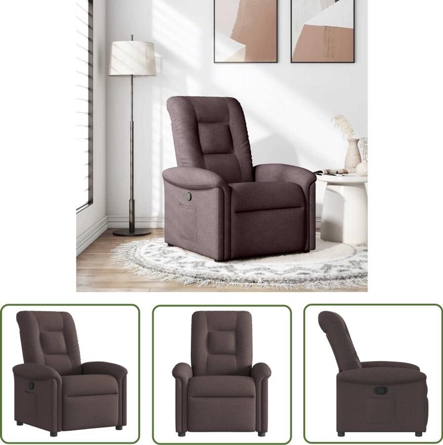 VidaXL Fauteuil verstelbaar stof donkerbruin Fauteuil Verstelbare Stoel Lounge Stoel Lederlook Donkere Kleuren