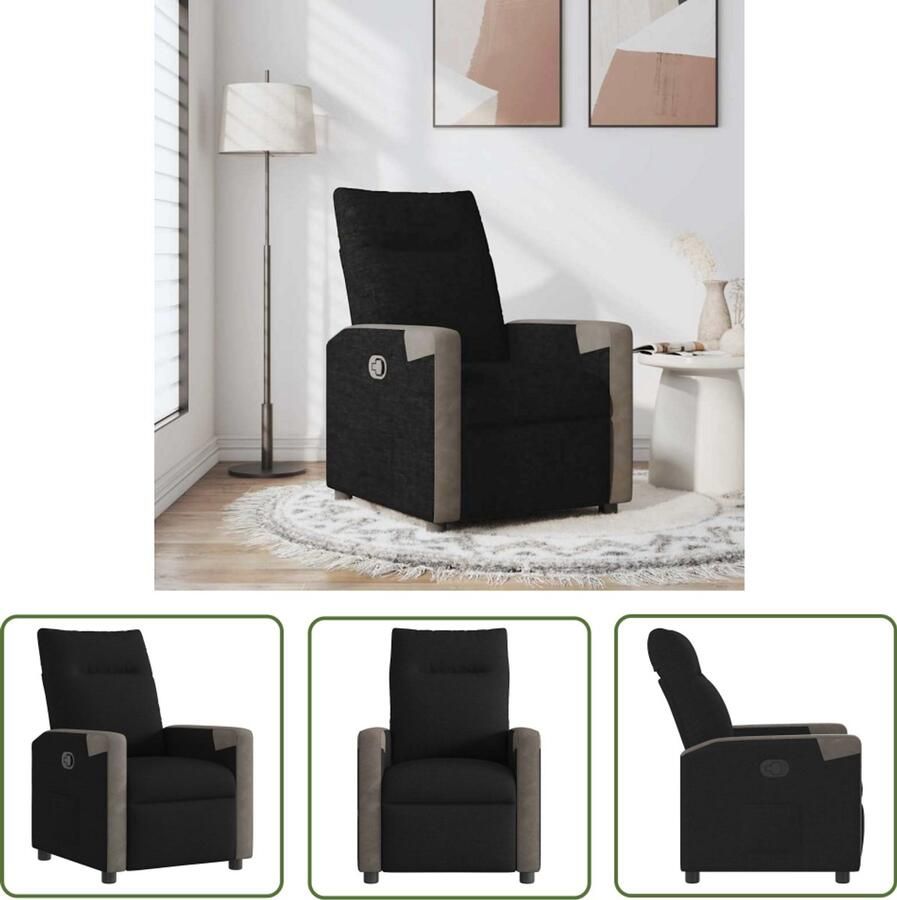 VidaXL Fauteuil verstelbaar stof zwart Fauteuil Verstelbare Stoel Lounge Stoel Relaxstoel Zwarte Fauteuil