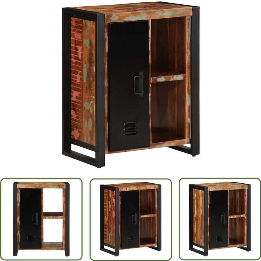 The Living Store Dressoir 55x35x70 cm massief gerecycled hout meerkleurig Dressoir Vintage Meubels Houten Dressoir Landelijk Interieur Multifunctioneel Meubel