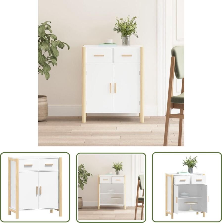 VidaXL Dressoir 62x38x75 cm bewerkt hout wit Dressoir Vintage Dressoir Modern Dressoir Wit Dressoir Houtsoort Dressoir