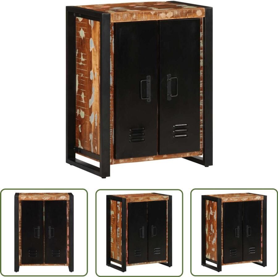 The Living Store Dressoir 55x35x70 cm massief gerecycled hout meerkleurig Dressoir Vintage Meubels Landelijk Interieur Houten Dressoir Multifunctioneel Meubel