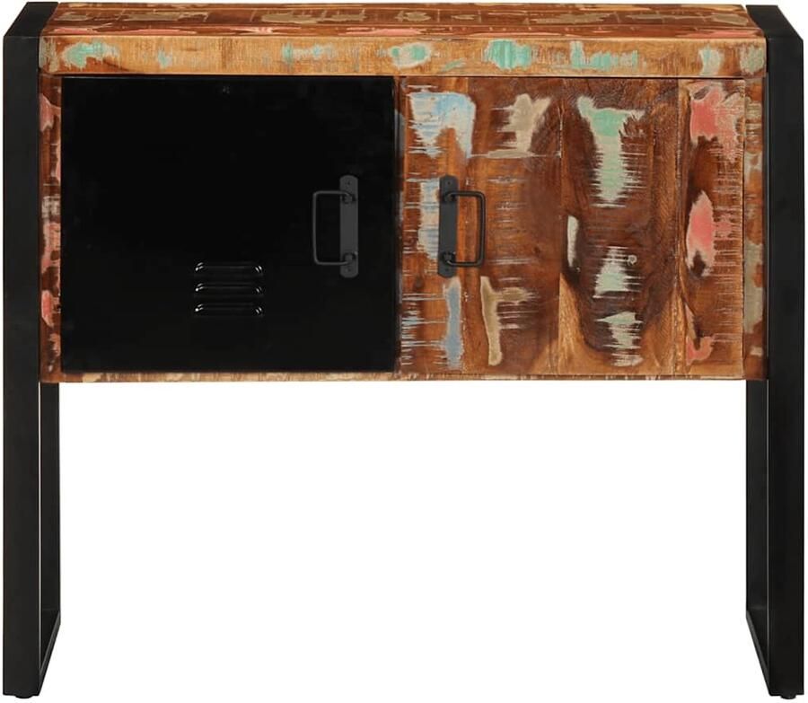 The Living Store Wandkast 90x35x75 cm massief gerecycled hout meerkleurig Wandkast Kast Vintage Meubels Industriële Stijl Multifunctionele Kast