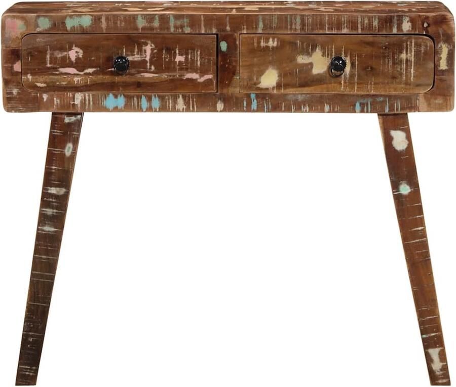 The Living Store Wandtafel 90x32x75 cm massief gerecycled hout Consoletafel Houten Tafel Vintage Tafel Industriële Tafel Opbergtafel