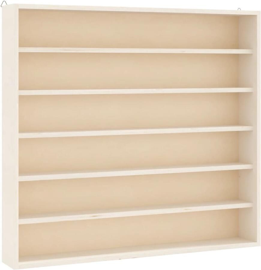 The Living Store Houten verzamelvitrine met 6 planken 60x8 5x55 cm Wandkast Vitrineschappen Opbergkast Multifunctionele Kast Designkast