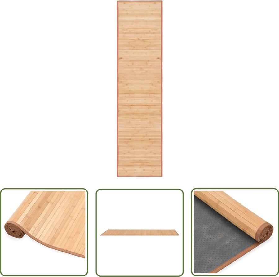 The Living Store Bamboe Tapijt 80 x 300 cm Bruin Met anti-slip onderkant Bamboe Tapijt Vloerkleden Woon Accessoires Binnentapijt Kamerdecoratie