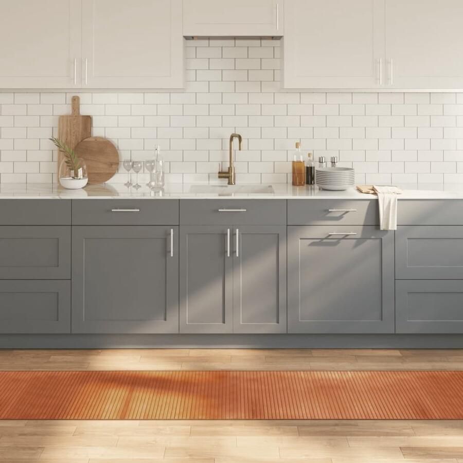 The Living Store Vloerkleed rechthoekig 60x1000 cm bamboe bruin Bamboetapijt Vloerkleden Tapijt Kamerdecoratie Livingroom Decor