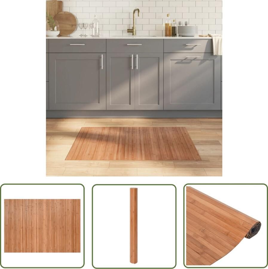 The Living Store Bamboe Tapijt 70 x 100 cm Duurzaam en Waterbestendig Bamboetapijt Vloerkleden Kamerdecoratie Modern Tapijt Duurzaam Tapijt