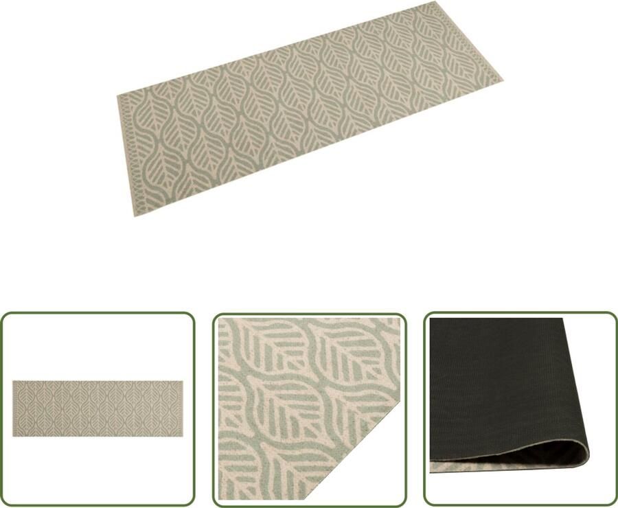 The Living Store Keukenmat wasbaar bladprint 60x180 cm fluweel Keukenmat Vloerkleden Anti-slip Matten Keukendekoration Bladprint