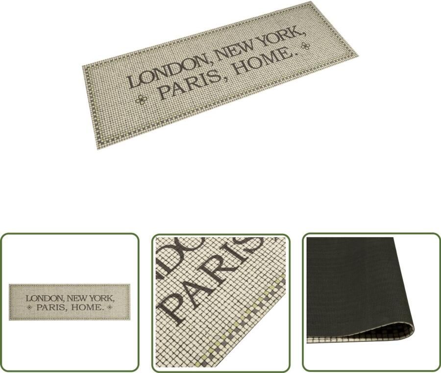 VidaXL Keukenmat wasbaar Home-tekst 45x150 cm fluweel Keukenmat Vloerkleden Anti-slip Matten Keukendecoratie Woonaccessoires