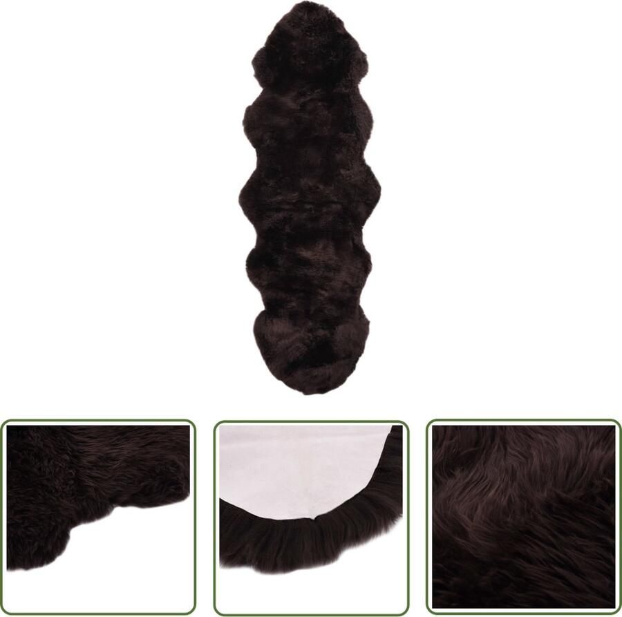 The Living Store Schapenvacht Kleed Vloerkleed 180x60 cm Bruin Echt Schapenvacht Kleden Vloerkleden Woonkamer Decoratie Warm Gevoel Zacht Vloerkleed