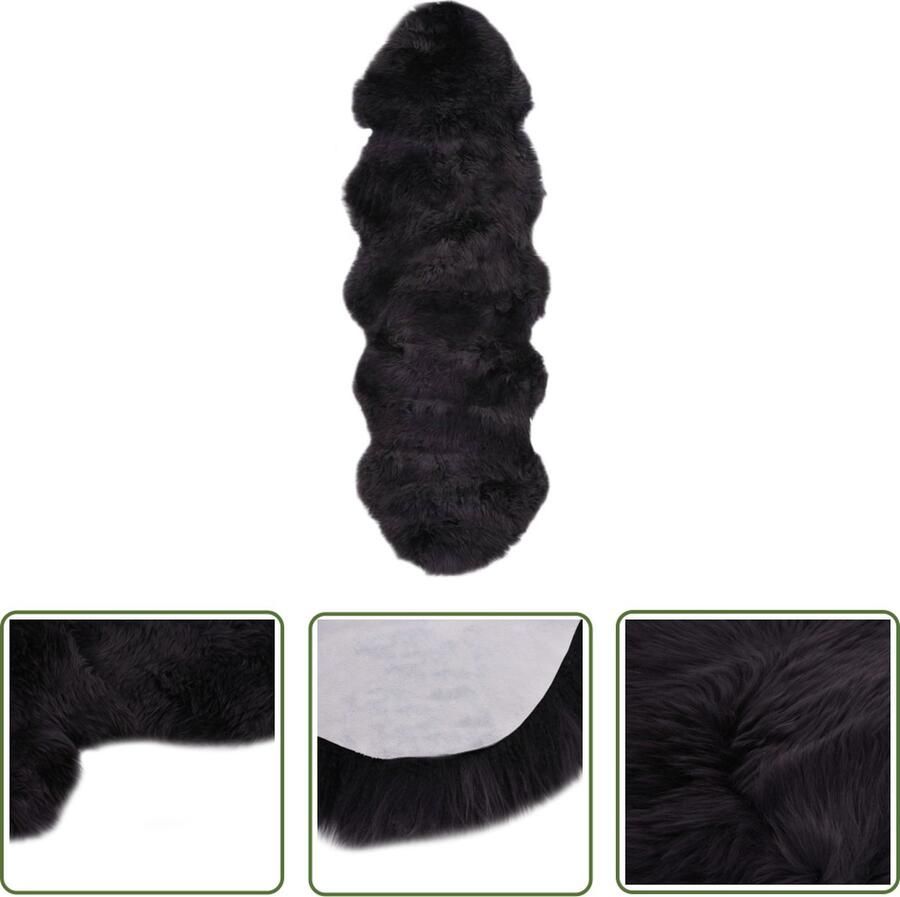 The Living Store Schapenvacht Kleed Donkergrijs 180 x 60 cm Echt schapenvacht Kleed Vloerkleden Woonkamer Decoratie Warm Gevoel Zacht Vloerkleed