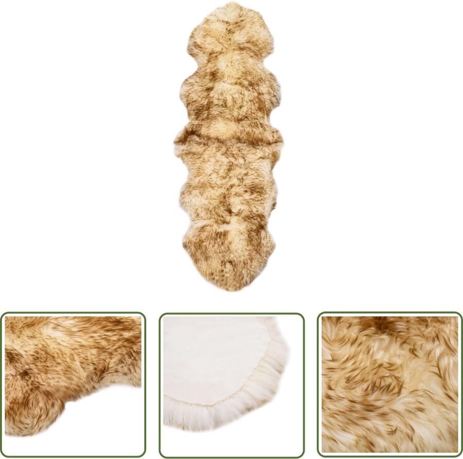 The Living Store Schapenvacht Vloerkleed 180 x 60 cm gemÃªleerd bruin Schapenvacht Vloerkleed Vloerkleden Wollen Vloerkleed Huiskamer Accessoires Living Room Decor