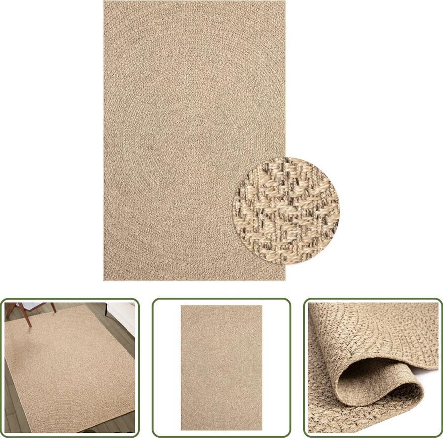 The Living Store Tapijt Jute-look 160 x 230 cm PP-materiaal Uv-bestendig Tapijten Vloerkleden Outdoor Tapijt Juten Tapijt Bruin Tapijt