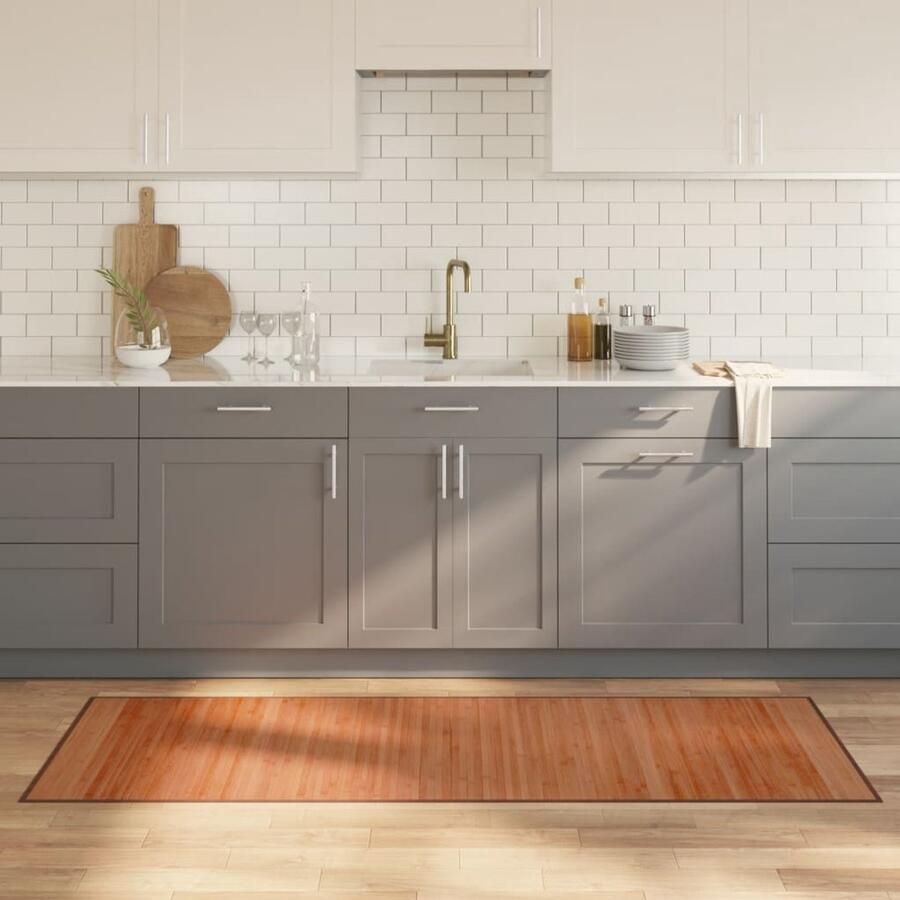 The Living Store Vloerkleed rechthoekig 70x200 cm bamboe bruin Bamboe Tapijt Vloerkleed Modern Tapijt Kamerdecoratie Living Room Decor