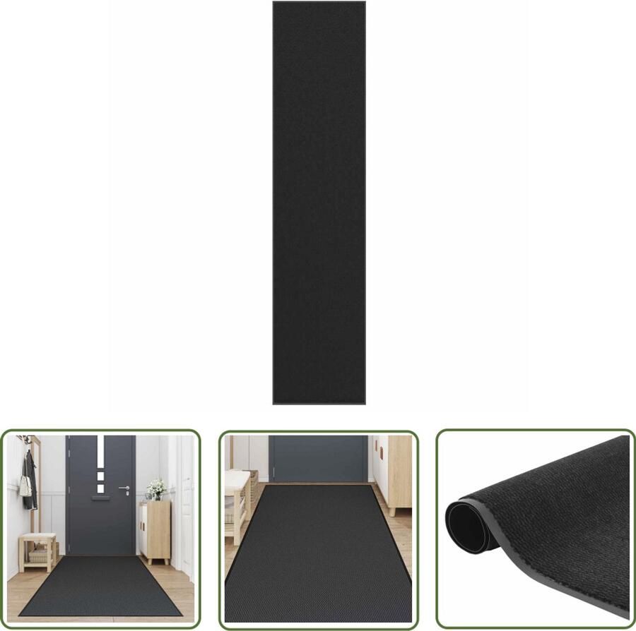 The Living Store Deurmat 115x500 cm zwart Deurmat Vloerkleed Halmat Anti Slip Interieurdecoratie