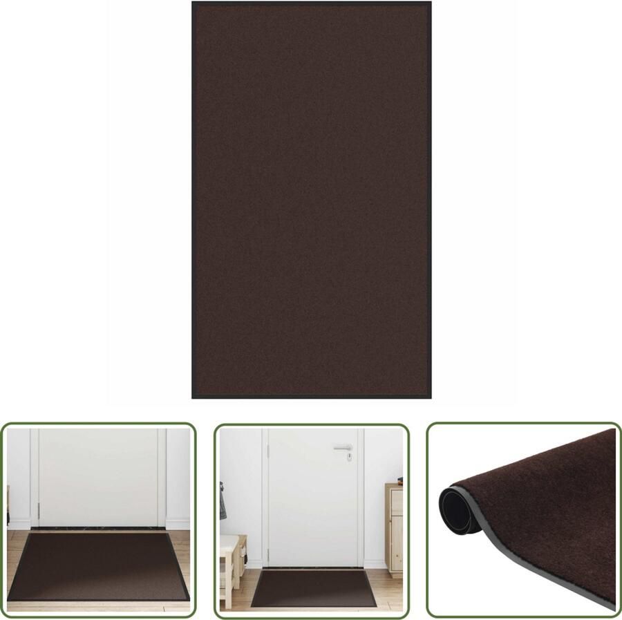 The Living Store Deurmat 90x150 cm bruin Deurmat Vloerkleed Hal Runner Anti Slip Mat Brown Rug
