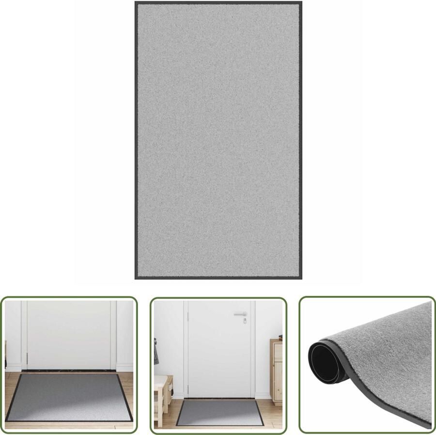 The Living Store Deurmat 90x150 cm grijs Deurmat Vloerkleed Halmat Anti Slip Pvc Achterkant