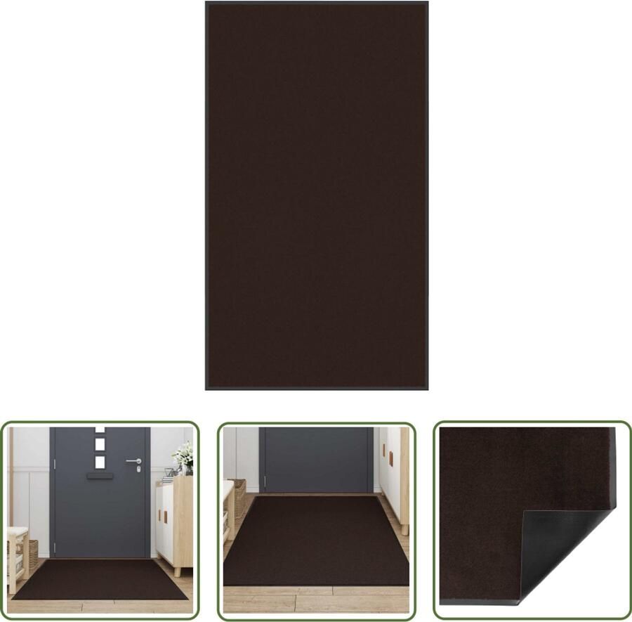 The Living Store Deurmat 115x200 cm bruin Doorkijkmat Vloerkleed Halmat Deuromranding Anti Slip Mat