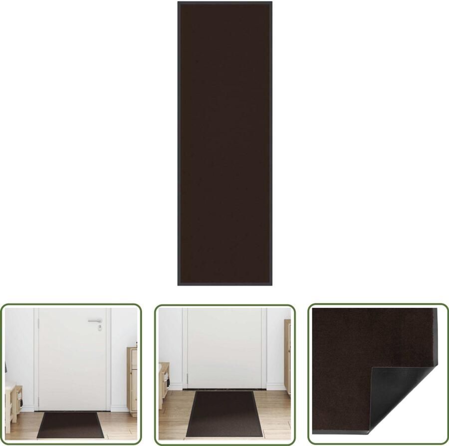 The Living Store Deurmat 60x180 cm bruin Doorkijkmat Vloerkleed Halmat Deuromranding Anti Slip
