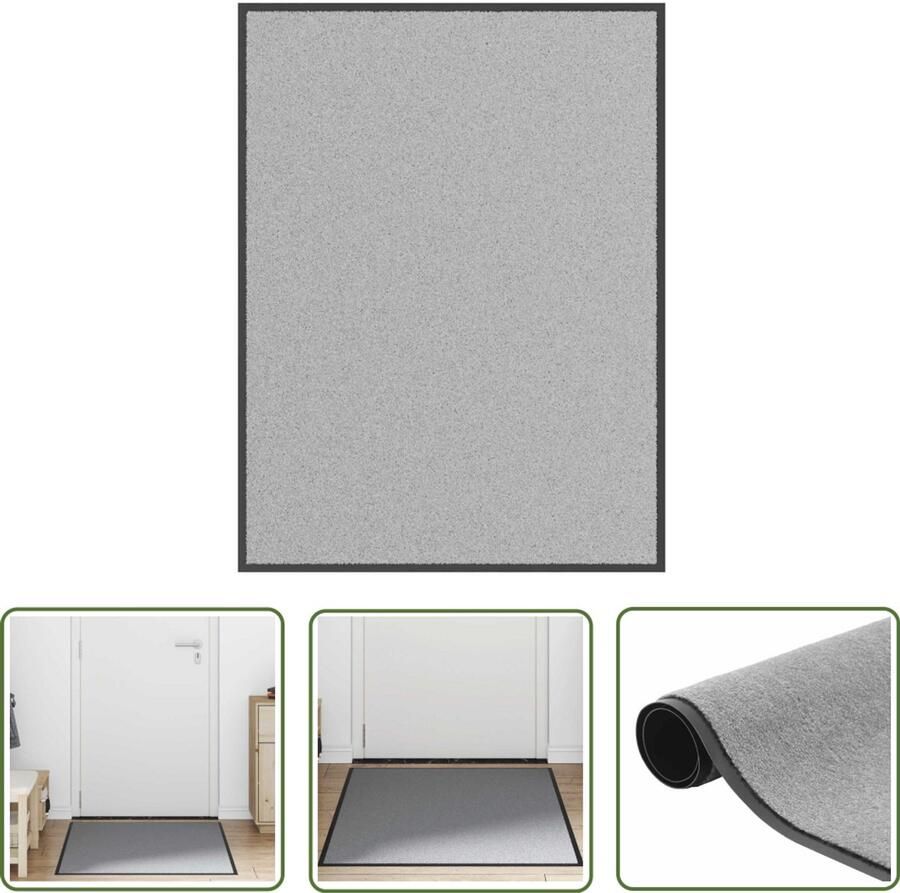 VidaXL Vloerkleed Doorkijkmat Deurmat 80x120 cm grijs Halmat Deuromranding Anti Slip