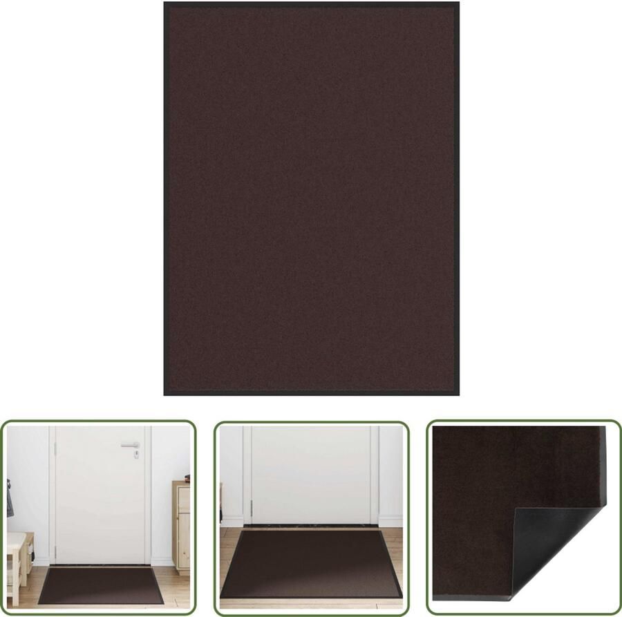 The Living Store Deurmat 90x120 cm bruin Doorkijkmat Vloerkleed Halmat Deuromranding Anti Slip Mat