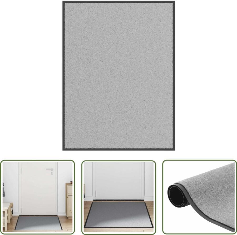 VidaXL Vloerkleed Doorkijkmat Deurmat 90x120 cm grijs Halmat Deuromranding Anti Slip Mat