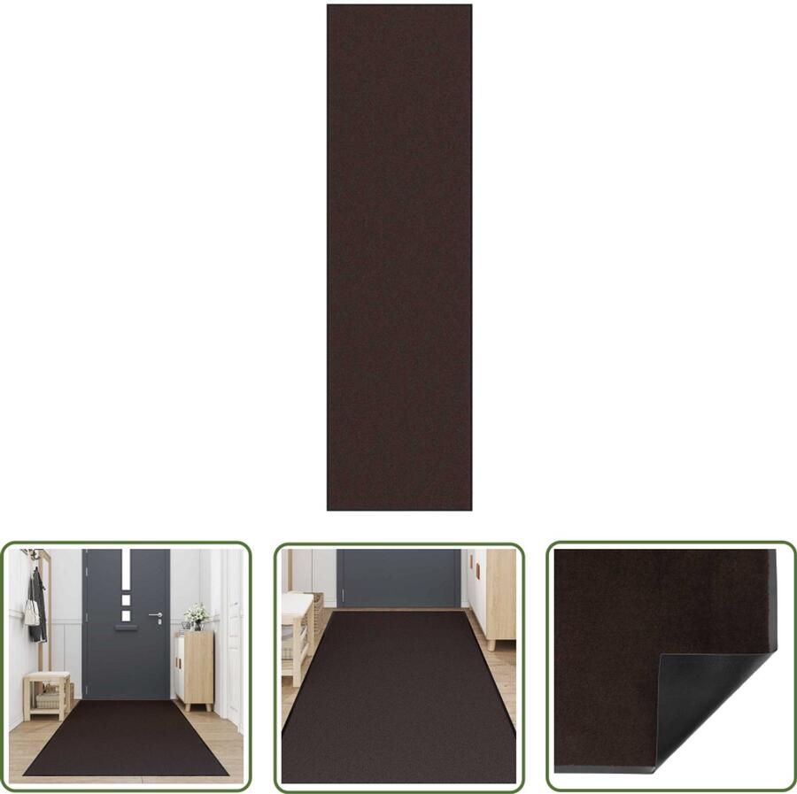 The Living Store Deurmat 115x400 cm bruin Doorkijkmatij Vloerkleed Halmat Interieurdecoratie Anti Slip