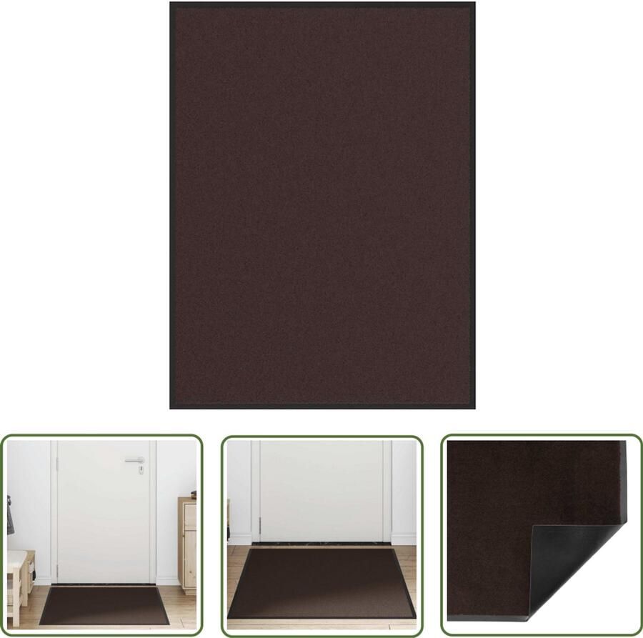 The Living Store Deurmat 80x120 cm bruin Doorkijkmatij Vloerkleed Halmat Deuromranding Anti Slip