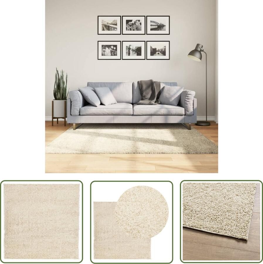The Living Store PAMPLONA Vloerkleed 160x160 cm Goud 100% Polypropeen 30mm Poolhoogte Getest op Schadelijke Stoffen Shaggy Vloerkleed Goud Vloerkleed Living Vloerkleed Slaapkamer Vloerkleed Groot - Foto 2