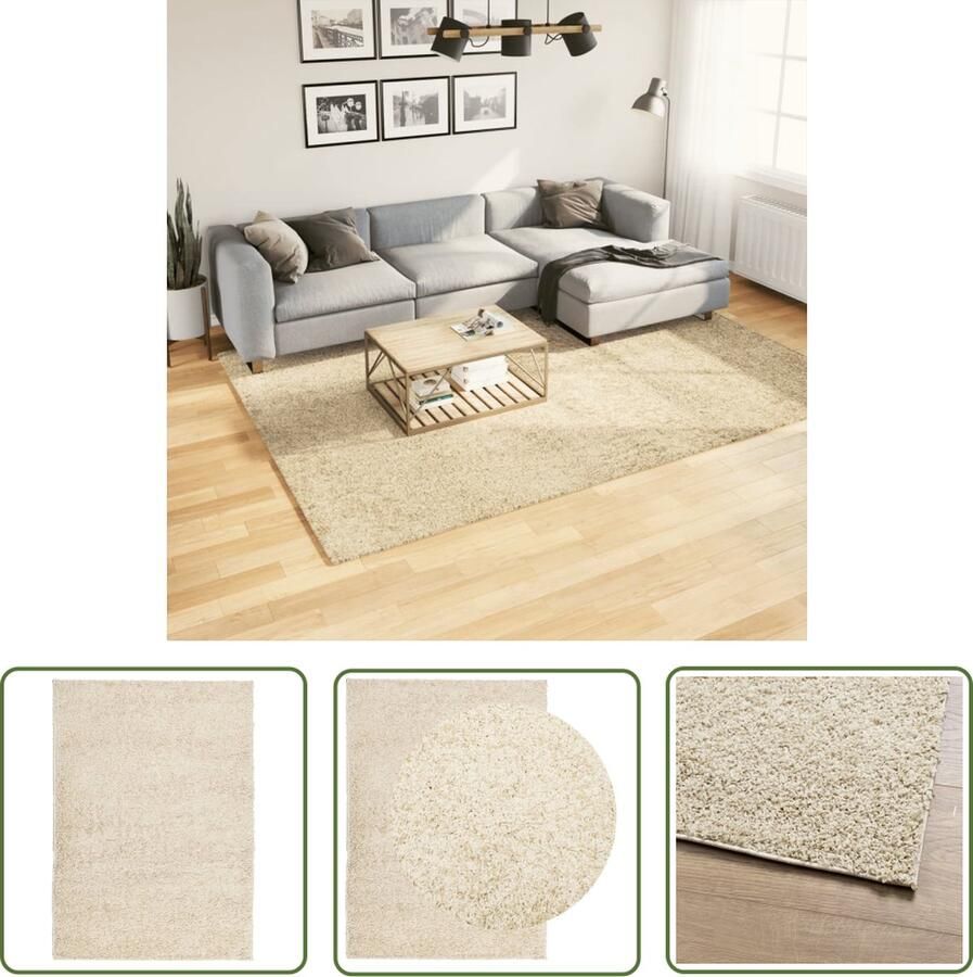 The Living Store PAMPLONA vloerkleed 200 x 280 cm Goud 100% polypropeen 30 mm poolhoogte Shaggy Vloerkleed Goud Groot Vloerkleed Luxe Vloerkleed Wollen Vloerkleed