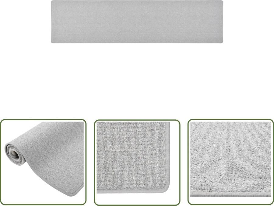 The Living Store Tapijtloper Genavilte stof Lichtgrijs 50 x 200 cm 3 mm poolhoogte Tapijtroper Vloerkleed Looprunner Grijs Tapijt Lichtgrijs Tapijt