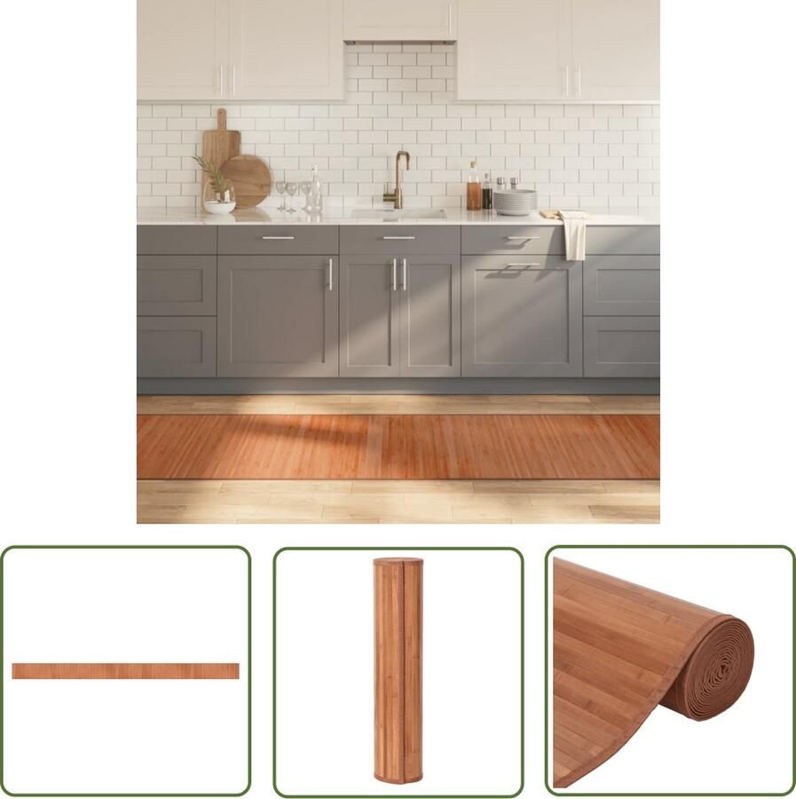 VidaXL Vloerkleed Rechthoekig 70x1000 cm Bamboe Bamboevloerkleed Vloerkleed Bruin Vloeren Decoratie Livingroom Accessoires Kamerdecoratie