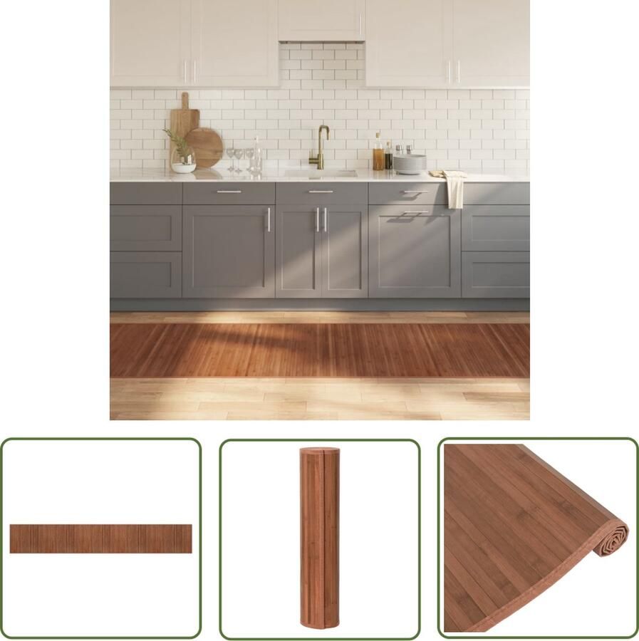 The Living Store Tapijt Bamboe Vloerkleed 80 x 500 cm Duurzaam en Waterbestendig Bamboetapijt Vloertapijt Modern Tapijt Bruine Tapijt Lange Tapijt