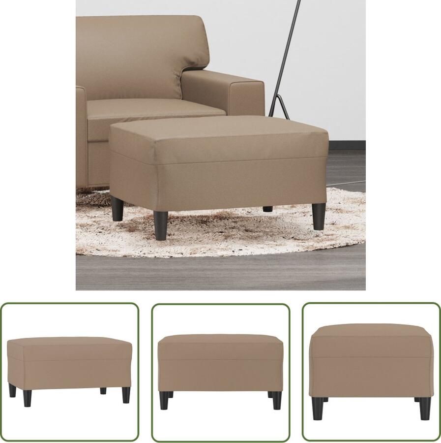 The Living Store Voetenbank 70x55x41 cm kunstleer cappuccino Voetenbank Bruin Kapstok Salon Meubilair Kunstleder Stoel