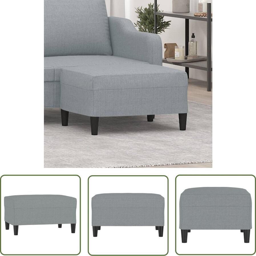 The Living Store Voetenbank 70x55x41 cm stof lichtgrijs Voetenbank Grijs Stoffen Voetenbank Relaxstoel Lounge Meubels