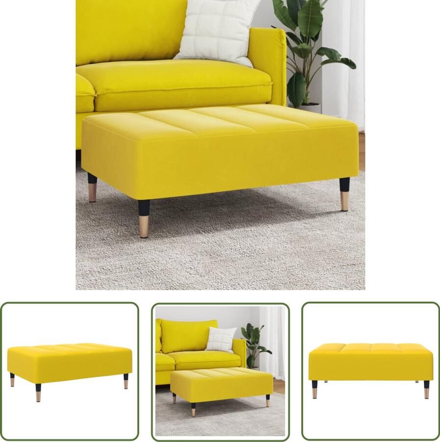 VidaXL Voetenbank Voetbank Voetenbank 77x55x31 cm fluweel geel Fluweel Stoffen Gele Voetenbank Salontafel