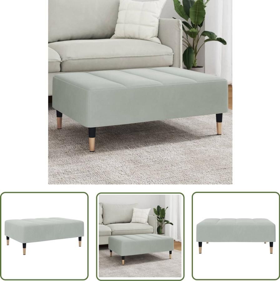 VidaXL Voetenbank Voetbank Voetenbank 77x55x31 cm fluweel lichtgrijs Relaxstoel Lounge Stoel Grijs Meubilair