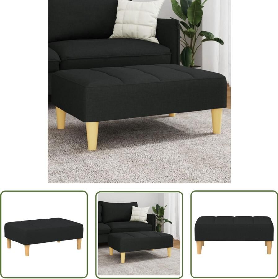 VidaXL Voetenbank Voetbank Voetenbank 77x55x31 cm stof zwart Zitzak Stoffen Voetenbank Zwarte Voetenbank