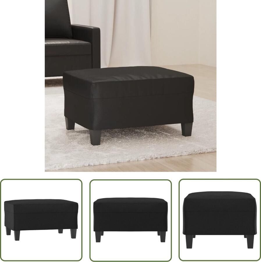 The Living Store Voetenbank Zwart Kunstleer 70 x 55 x 41 cm Voetenbank Voetenbankje Relaxstoel Lounge Stoel Kunstleder - Foto 3