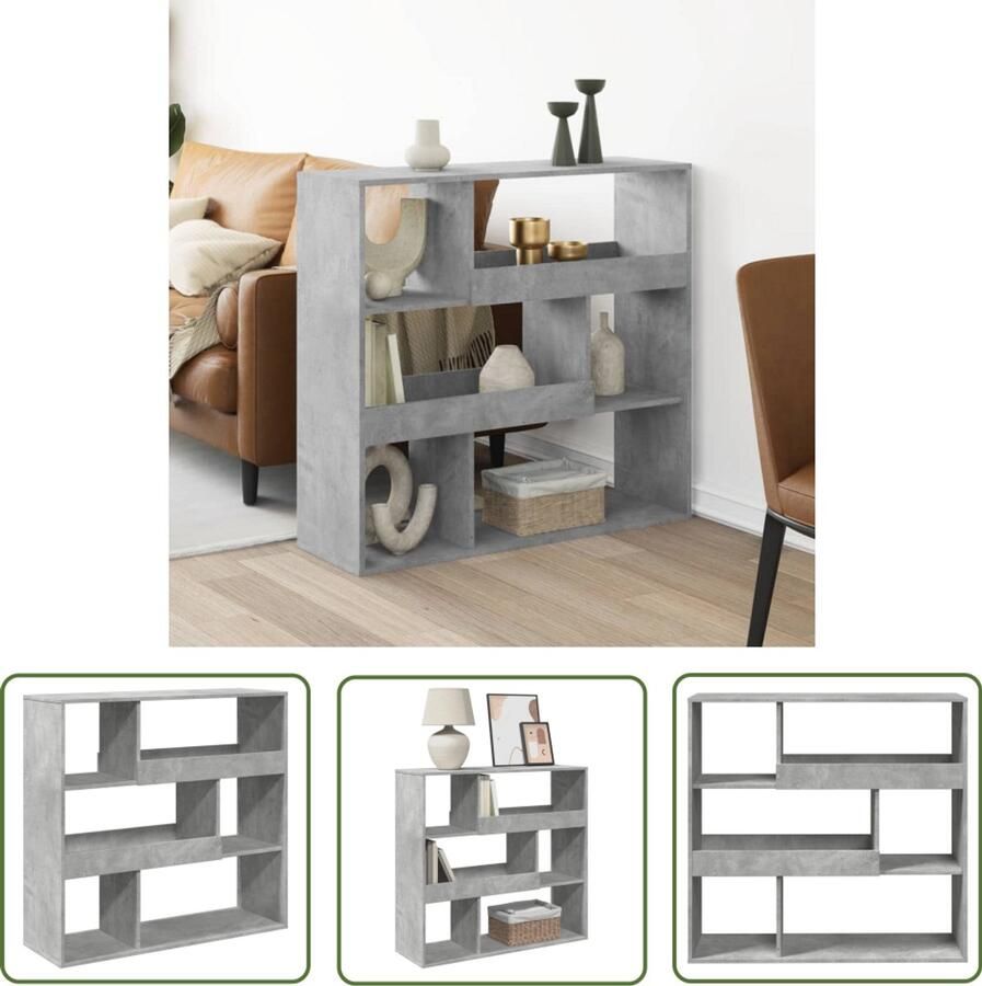 VidaXL Kamerscherm 100x33x94 5 cm bewerkt hout betongrijs Kamerscherm Wandafscheiding Houten Kast Opbergsysteem Living Room Furniture