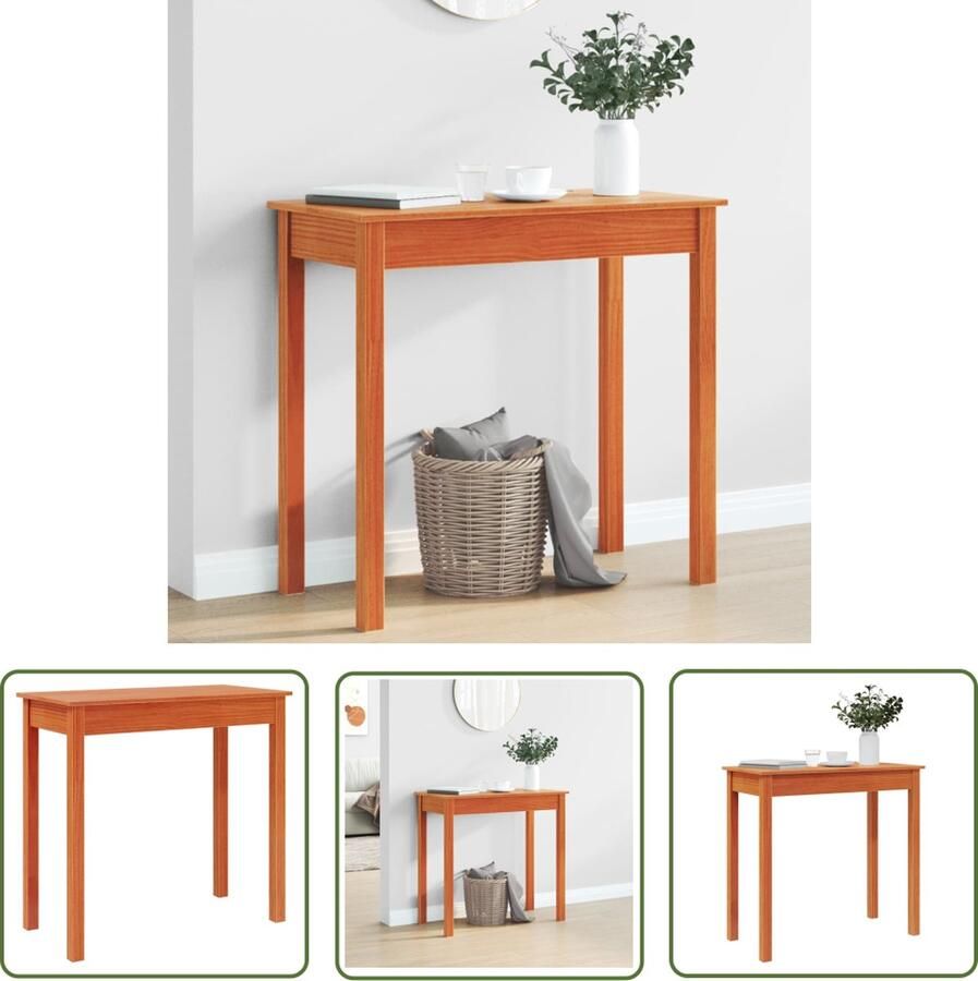 VidaXL Wandtafel 80x40x75 cm massief grenenhout wasbruin Houten Wandtafel Wandconsole Grenoble Hout Salon Tafel Entreetafel