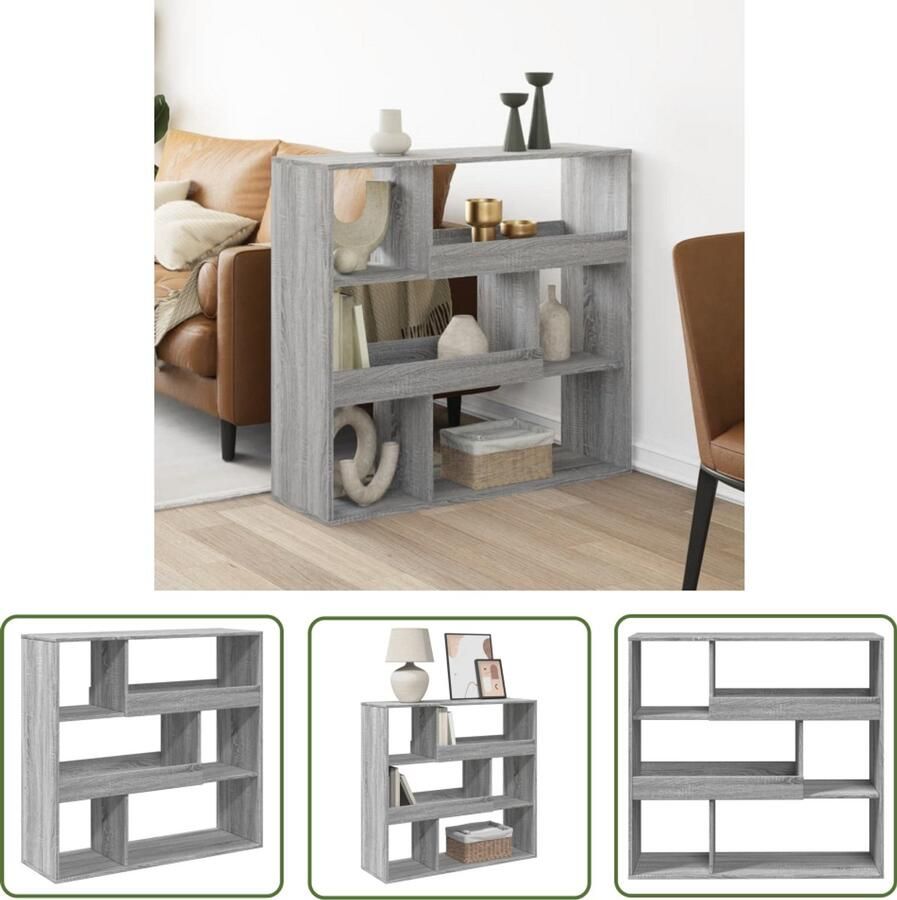 The Living Store Kamerscherm 100x33x94 5 cm bewerkt hout grijs sonoma eikenkleur Kamerscherm Wanddecoratie Opbergsysteem Houten Kast Grijze Kleur