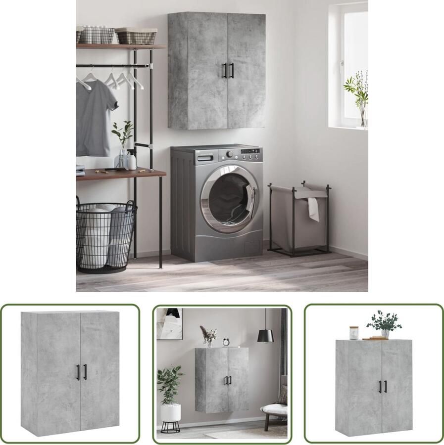 VidaXL Hangkast 69 5x34x90 cm betongrijs Hangkast Wandkast Grijze Kast Houten Kast Opbergkast