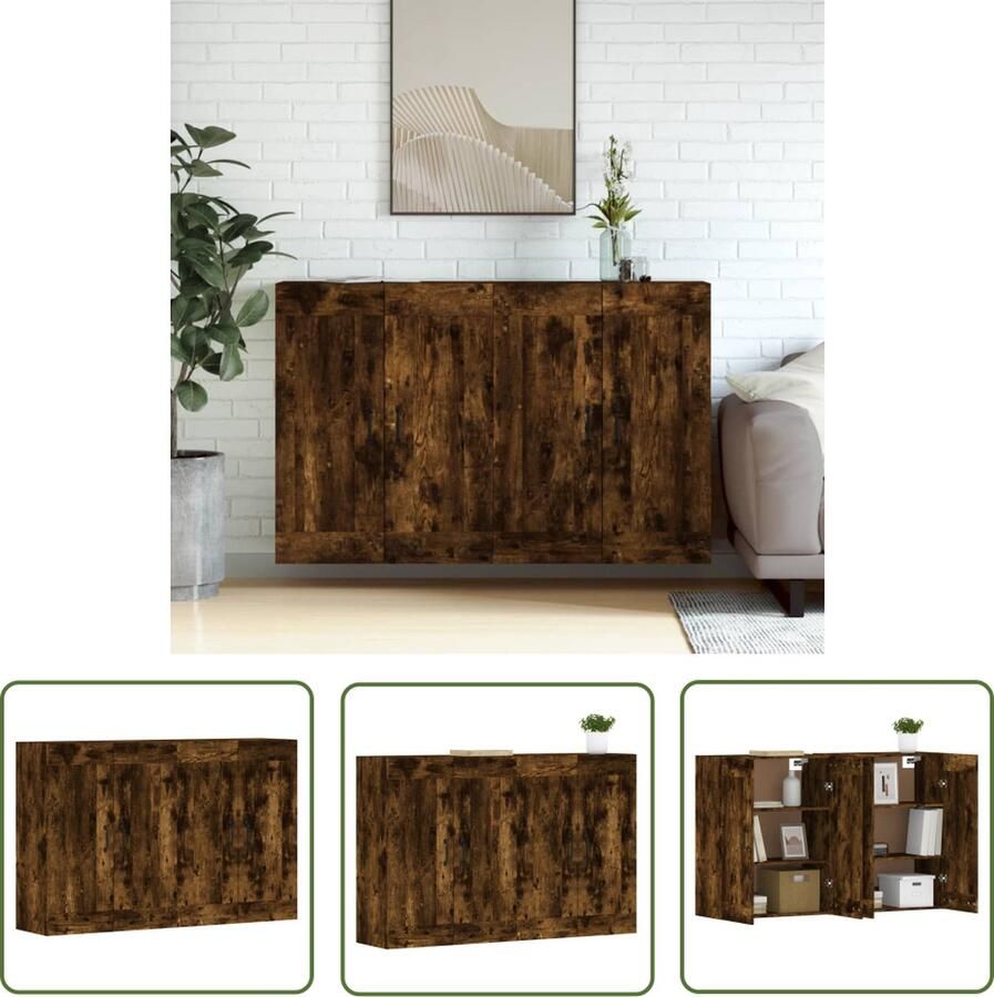 The Living Store Wandkasten praktisch en decoratief materiaal- bewerkt hout afmetingen- 69.5 x 34 x 90 cm (B x D x H) kleur- gerookt eiken montage vereist levering bevat- 2 x wandmeubel