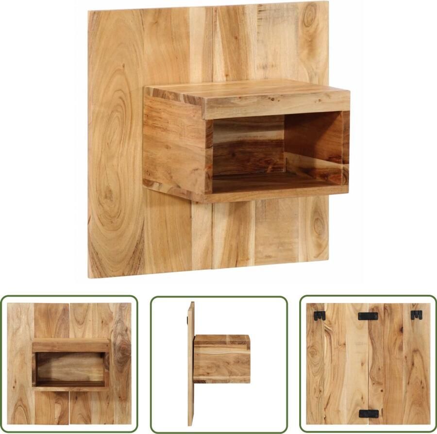 The Living Store Nachtkastje 50x27x50 cm massief acaciahout Nachtkastje Wandkastje Slaapkamer Houten Kast Opbergruimte