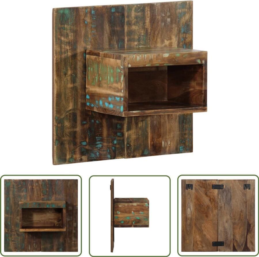 The Living Store Nachtkastje 50x27x50 cm massief gerecycled hout meerkleurig Nachtkastje Wandkastje Opbergruimte Recycled Wood Massief Hout