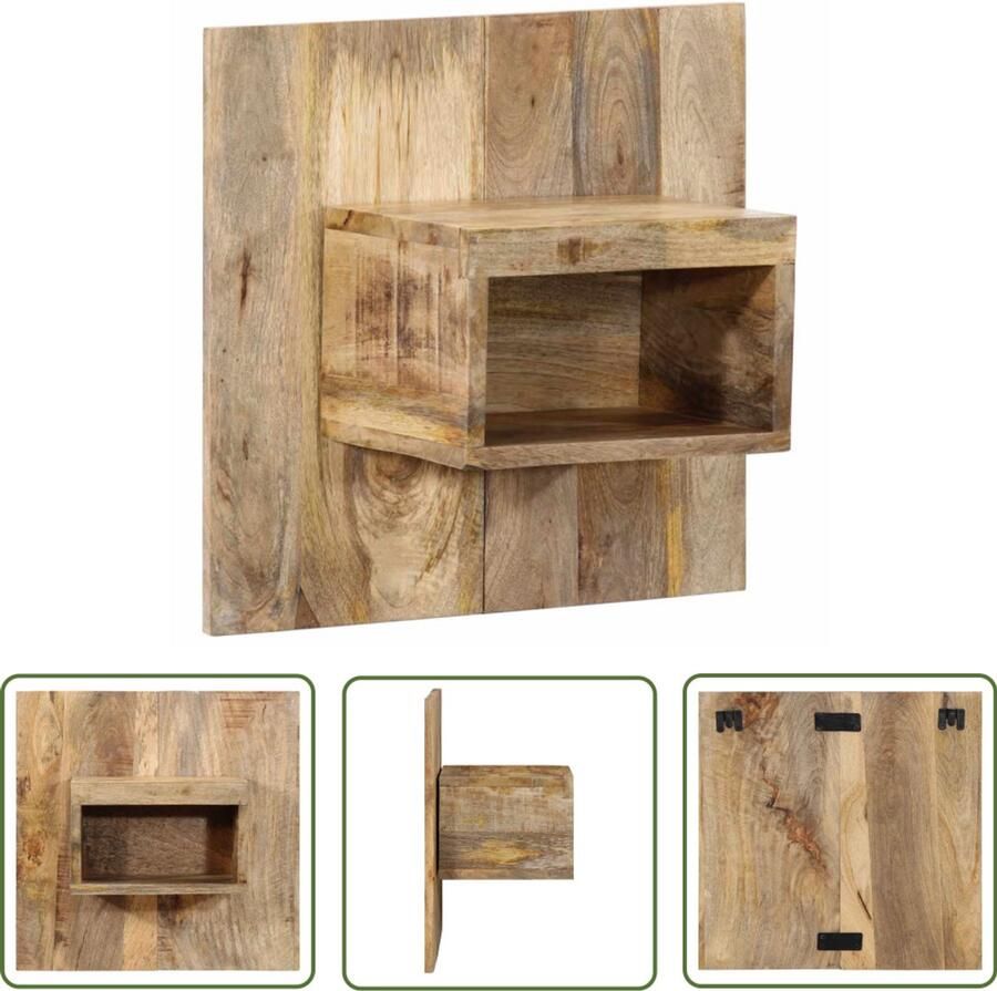 The Living Store Nachtkastje 50x27x50 cm massief ruw mangohout Nachtkastje Wandkastje Mangohout Opbergruimte Slaapkamersdecoratie
