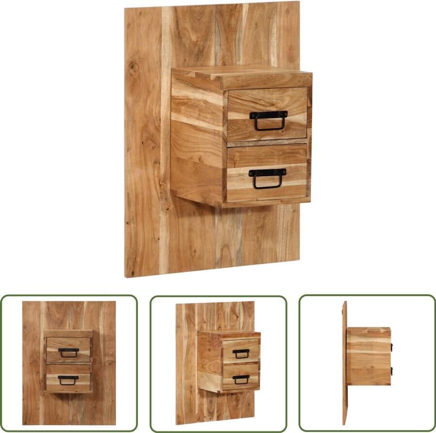 The Living Store Nachtkastje 60x32x80 cm massief acaciahout Nachtkastje Wandkastje Slaapkamerdecoratie Houten Kast Opbergoplossing
