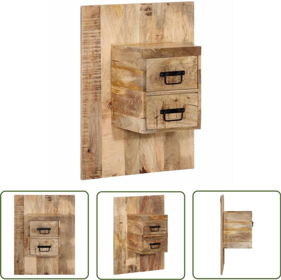 The Living Store Nachtkastje 60x32x80 cm massief ruw mangohout Nachtkastje Wandkastje Mango Wood Houten Kast Opbergruimte