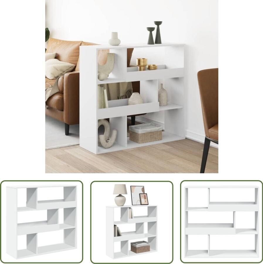 The Living Store Kamerscherm 100x33x94 5 cm bewerkt hout wit Kamerscherm Wandpaneel Houten Kast Opbergsysteem Bibliotheek